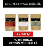 E.M.S Kırmızı & Beyaz & Yeşil Yüz Maskesi Toz Kil Maskesi 3 x 100 Gr.