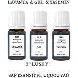 E.M.S Lavanta -Gül - Yasemin Esansiyel Uçucu Yağ Buhurdanlık Yağı Difüzör Esansı Ortam Kokusu. 3 x 10 ml