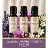 E.M.S Lavanta - Orkide - Yasemin Esansiyel Uçucu Yağ Buhurdanlık Yağı Difüzör Esansı Oda Kokusu Mum Esansı