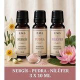 E.M.S Nergis - Pudra - Nilüfer Esansiyel Uçucu Yağ Buhurdanlık Yağı Difüzör Esansı Oda Kokusu Mum Esansı.