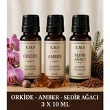 E.M.S Orkide - Amber - Sedir Ağacı Esansiyel Uçucu Yağ Buhurdanlık Yağı Difüzör Esansı Oda Kokusu Mum Esansı.