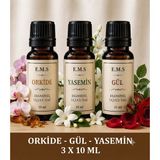 E.M.S Orkide - Gül - Yasemin Esansiyel Uçucu Yağ Buhurdanlık Yağı Difüzör Esansı Oda Kokusu Mum Esansı