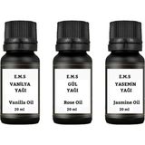 E.M.S Vanilya Yağı & Gül Yağı & Yasemin Yağı 3'lü Set (3x 20 Ml)