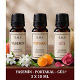 E.M.S YASEMİN - PORTAKAL - GÜL Esansiyel Uçucu Yağ Buhurdanlık Yağı Difüzör Esansı Oda Kokusu Esansı MUM ESANSI 3 X 10 ML.