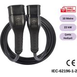 E-Qsr Energy Elektrikli Araç Şarj Kablosu - 22 Kw / 32A / 10 Metre / 3 Faz - SN:22KW 10MT