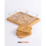 E-Sk Bambu Cam Kase Servis Sunum Kasesi Yuvarlak - 4 adet - 001-Renkli