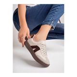 E SPORT Kadın Sneaker Yüksek Taban Ortopedik Bağcıklı Spor Ayakkabı Retro Bej-011