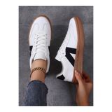 E SPORT Kadın Sneaker Yüksek Taban Ortopedik Bağcıklı Spor Ayakkabı Retro Beyaz-011
