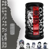 E-Taktik Extreme Çizgili Tokyo Boyunluk Bandana Baf Toka Maske Saçbandı - Standart - Kırmızı - Siyah