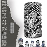 E-Taktik Geometrik Desenli Siyah Beyaz Boyunluk Maske Baf Bandana - Standart - Siyah - Gri - Beyaz