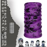 E-Taktik Kelebekli Boyunluk Maske Baf Bandana - Standart - Mor - Siyah