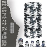 E-Taktik Kertenkele Desenli Boyunluk Maske Baf Bandana - Standart - Siyah - Beyaz - Gri
