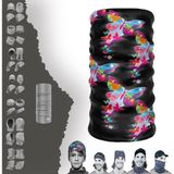 E-Taktik Renkli Kelebek Desenli Boyunluk Maske Baf Bandana - Standart - Gri - Füme - Kırmızı