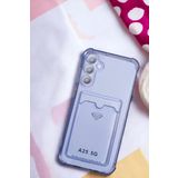 E-TicaShop Samsung Galaxy A25 Kılıf Kartlıklı Köşe Koruma Tasarımlı Renkli Şeffaf K-Kart Kılıf (Lila)