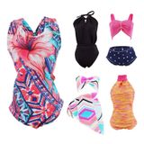 E-TING 10 Parça = 5 Takım Plaj Bikini Mayo Banyo Bebek Giysileri Tek Parça Mayo 5 Çift Ayakkabı ile 11,5 inç Kız Bebekler için (C)