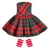 E-TING Elf Doll Noel Dekorasyonu için Noel Baba Giyim (Kırmızı-Yeşil Ekose Elbise)