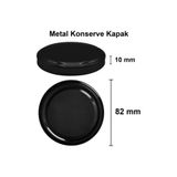 E Züccaciye 82 mm Metal Konserve Kapağı Siyah 82 pp Kavanoz Kapak 10 Adet