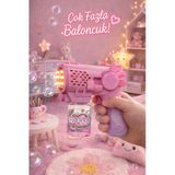 E Züccaciye Işıklı Otomatik Sürekli Köpük Çıkaran Baloncuk Tabancası 6 Delikli Bubble Gun 14Cm -5 Farklı Seçenek Pembe