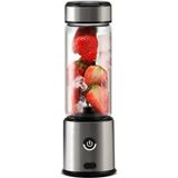 E120 Taşınabilir Şarjlı Blender, Cam Hazneli, 6 Bıçaklı, Buz Kırıcı, Iki Kapakli - Altın - Gri