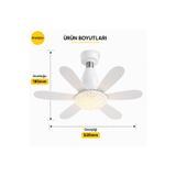 E27 Duylu Kumandalı 6 Kanatlı Pervaneli Led Tavan Lambası 30W 3 Renk Işıklı Fanlı Avize