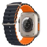 E2M Apple Watch 42-44-45-49mm Çift Renkli KRD-28 Ocean Kordon Koyu Mavi