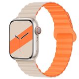 E2M Apple Watch 42-44-45-49mm KRD-06 Deri Bükme Çift Renkli Kordon Bej