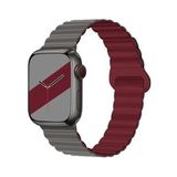E2M Apple Watch 42-44-45-49mm KRD-06 Deri Bükme Çift Renkli Kordon Bordo