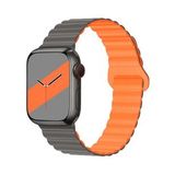 E2M Apple Watch 42-44-45-49mm KRD-06 Deri Bükme Çift Renkli Kordon Gri