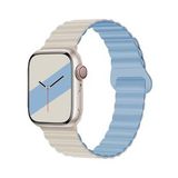 E2M Apple Watch 42-44-45-49mm KRD-06 Deri Bükme Çift Renkli Kordon Mavi