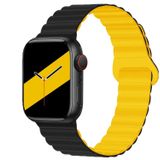 E2M Apple Watch 42-44-45-49mm KRD-06 Deri Bükme Çift Renkli Kordon Sarı