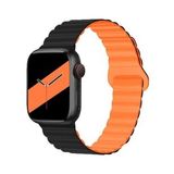 E2M Apple Watch 42-44-45-49mm KRD-06 Deri Bükme Çift Renkli Kordon Turuncu