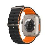E2M Apple Watch 42-44-45-49mm KRD-28 Ocean Çift Renkli Kordon Siyah