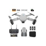 E88 Drone 4K Hd Çift Kameralı Drone App Kontrol Wifi Li Katlanabilir Quatcopter X3 Batarya Gri