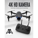 E99 Pro 4K Hd Kameralı Katlanabilir Drone App Kontrollü Uzaktan Kumandalı Mini Drone - Çok Renkli - standart