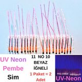 ea genset Çapari İstavrit Çaparisi, 20x12 Beden, Ultraviyole UV Neon Pembe Sim, 11 No Beyaz İğne, 10 İğneli Çapari 2li Paket