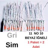 ea genset Çapari İstavrit Çaparisi, 25x12 Beden, Gri Sim, 11 No Beyaz İğne 10 İğneli Çapari 2li Paket
