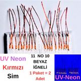 ea genset Çapari İstavrit Çaparisi, 30x12 Beden, Ultraviyole Uv Neon Kırmızı Sim, 11 No Beyaz İğne 10 İğneli Çapari 2li Paket