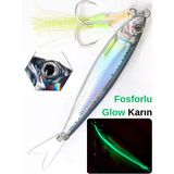 ea genset Gerçekçi Lazer Hologram Metal Balık, Jig, Yapay Yem 20 gr 6.5 cm Mavi Sırt, Fosforlu Glow Karın