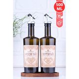 EA Home Concept Ahşap Stantlı Cam Rustik Zeytinyağı ve Ayçiçek Yağı Cam Şişe Seti 500 ml Yağdanlık Seti