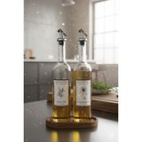 EA Home Concept Ahşap Stantlı Zeytinyağı ve Ayçiçek Yağı Için Şık Cam Yağdanlık Seti (2'li) 750 ml - Şeffaf - Gri