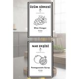 EA Home Concept Nar Ekşisi | Üzüm Sirkesi ve Elma Sirkesi Etiketi 2 Adet Yağdanlık ve Sosluk Etiketi 7X10 cm - Nar Ekşisi & Üzüm Sirkesi