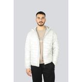 EA7 Erkek Kapitoneli Regular Fit Kapüşonlu Şişme Gri Ceket 6DPB47 PNHTZ-1951