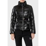 EA7 Logolu Regular Fit Kemerli Parlak Görünümlü Dik Yaka Mont Bayan Mont 6LTB12 Tnauz 1200 - S - Siyah