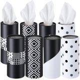 Eaasty 8'li paket 3 katlı yüz dokulu, toplu araba mendilleri, silindir geometrisi, araba seyahat mendilleri, araba, bardak tutucu, düğün, doğum günü, araba mendilleri kutusu, yuvarlak konteyner (nokta ve