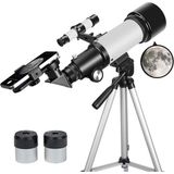 Eaconn 70MM Başlangıç Seviyesi Teleskop, Taşınabilir Seyahat Teleskobu, Tripod ve Telefon Aparatlı - Beyaz