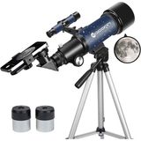 Eaconn 70MM Başlangıç Seviyesi Teleskop, Taşınabilir Seyahat Teleskobu, Tripod ve Telefon Aparatlı - Mavi