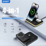 Eaget 4'ün 1'i Magsafeli Manyetik 15W Hızlı Güçlü Kablosuz Şarj Standı Ce/fc/rohs Lisanslı Apple iphone Telefon Airpuds Kulaklık Apple Watch Saat Hepsi Bir Arada - Siyah