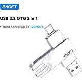 Eaget CF30 128Gb.Type-C ve Usb 3.2 Type-C Girişli Tüm Cihazlara İphone 15/16 Serisine Uygun Yüksek Hızlı Otg Flash Bellek Çift Giriş Metal Sağlam Orjinal - Gri - 128 GB