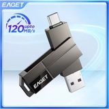 Eaget CF33 64Gb.Type-C ve Usb 3.2 Type-C Girişli Tüm Cihazlara iphone 15/16 Serisine Uygun Yüksek Hızlı Otg Flash Bellek Çift Giriş Metal Sağlam Orjinal - Siyah Metal - 64 GB