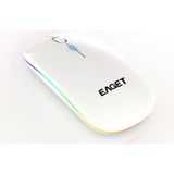 Eaget EM09 Mouse Kablosuz Şarj Edilebilir Sensiz ince Şık Tasarım Çift Mod Bluetooth+2.4G Kablosuz Aydınlatmalı Rgb - Beyaz